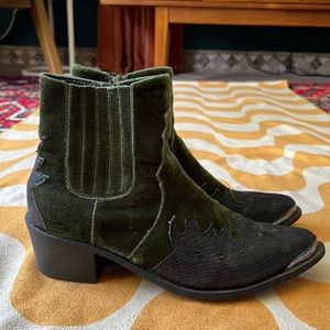 Green Velvet Boots